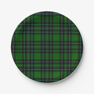 Assiettes En Carton Plaid vert et noir
