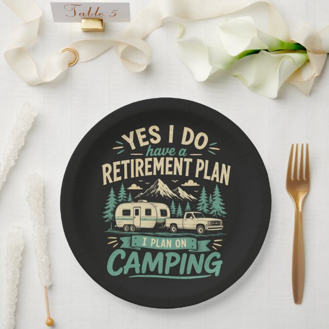 Assiettes En Carton Plan de retraite de camping (Mariage)