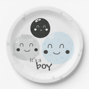 Assiettes En Carton Planète bleue mignonne de Kawaii c'est un baby
