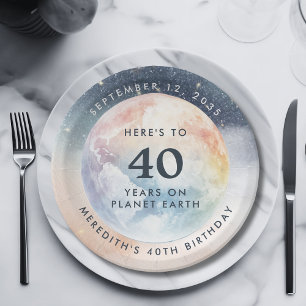 Assiettes En Carton Planète Terre Ciel céleste 40e anniversaire