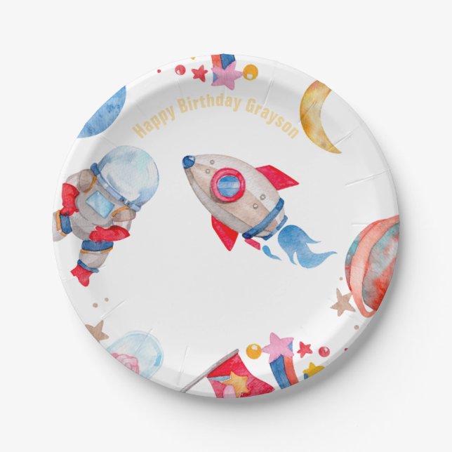 Assiettes En Carton Planètes de l'espace extérieur (Devant)