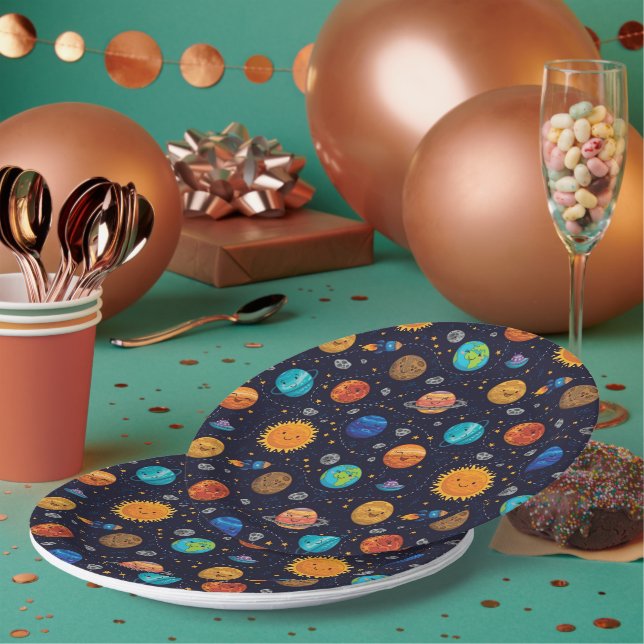 Assiettes En Carton Planètes heureuses (Multi)