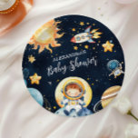 Assiettes En Carton Planètes spatiales Rocket Baby shower bleu marine<br><div class="desc">Placez la table pour une célébration céleste avec nos Plaques de papier de marine de Baby shower extra-atmosphérique ! Ces assiettes décoratives et robustes sont parfaites pour servir des snacks, des repas ou des desserts à votre baby shower tout en assurant un nettoyage facile et sans stress. Caractéristiques : Design...</div>