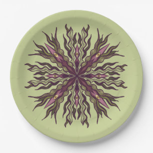 Assiettes En Carton Plante à œil psychédélique - Mandala botanique sur