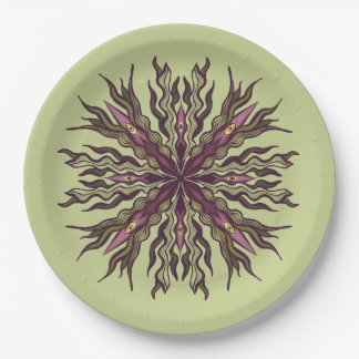 Assiettes En Carton Plante à œil psychédélique - Mandala botanique sur