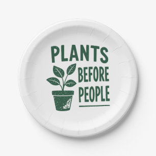 Assiettes En Carton Plantes amusantes avant les gens Art de tampon à e