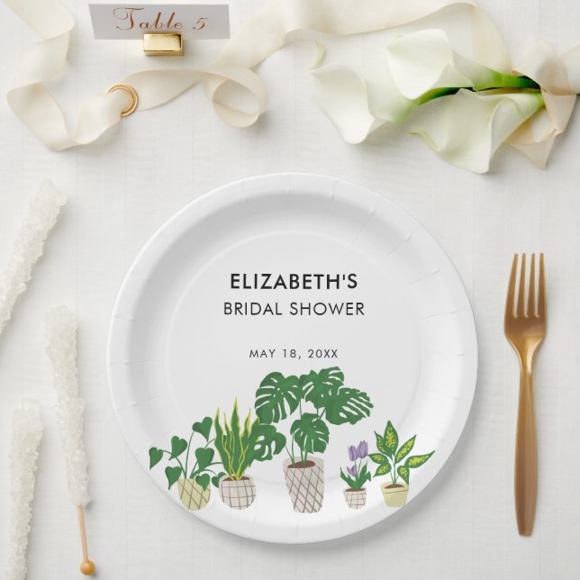 Assiettes En Carton Plantes en pot Baby Shower Verdure Personnalisé (Mariage)