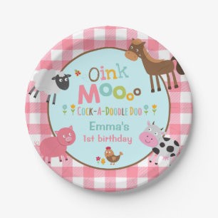 Assiettes En Carton Plaque à papier 7" d'anniversaire de ferme vieill