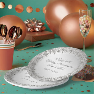 Assiettes En Carton Plaque à papier de 25ème anniversaire d'argent de