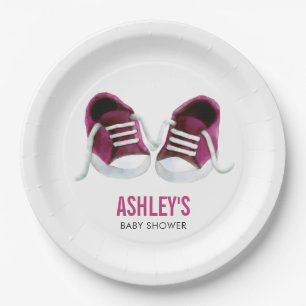 Assiettes En Carton Plaque à papier de baby shower rose de baskets,