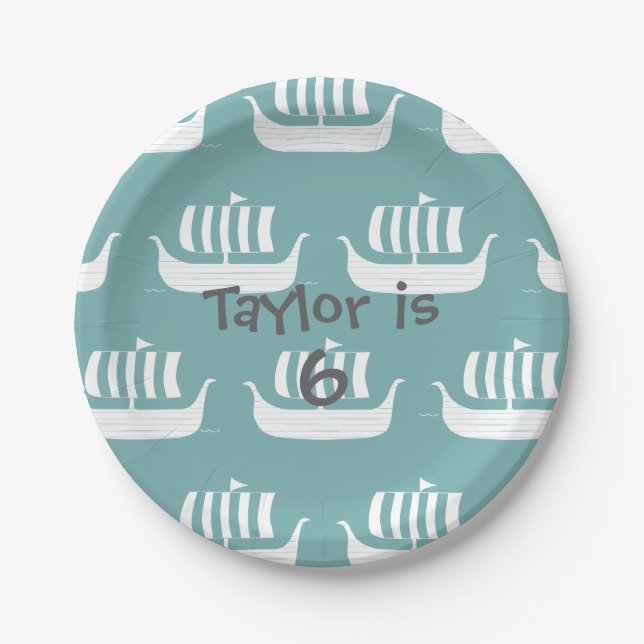 Assiettes En Carton Plaque à papier de bateaux de Viking (Devant)