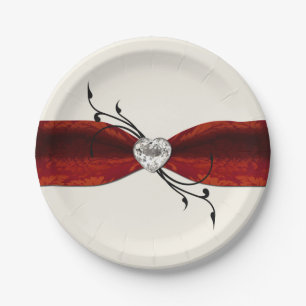 Assiettes En Carton Plaque à papier de coeur élégant de diamant