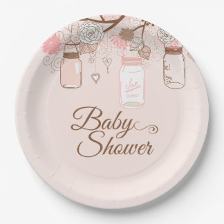 Assiettes En Carton Plaque à papier de maçon de pot de douche florale