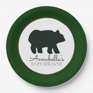 Assiettes En Carton Plaque à papier d'ours rustique (Forest Green)