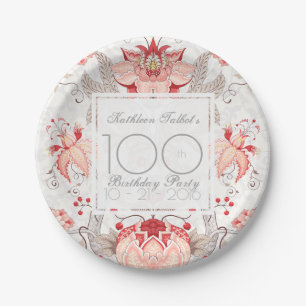 Assiettes En Carton Plaque à papier florale de fête d'anniversaire d