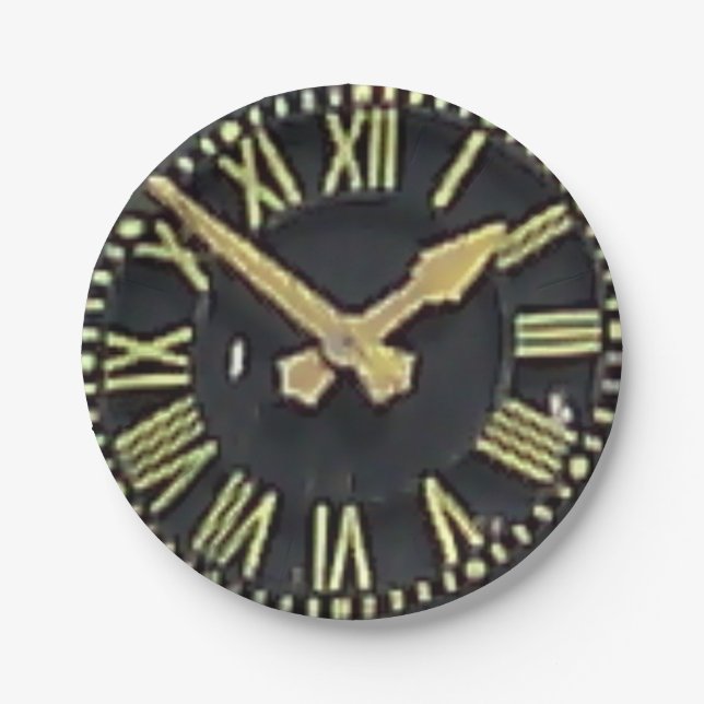 Assiettes En Carton Plaque à papier : Horloge d'église de Sefton (Devant)