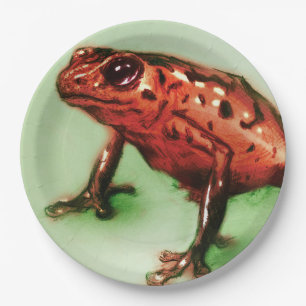 Assiettes En Carton Plaque à papier illustrée colorée - grenouille
