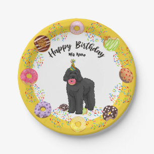 Assiettes En Carton Plaque à papier noire Labradoodle Dog Birthday Pa