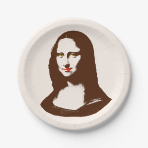 Assiettes En Carton Plaque à papier transparente de Mona Lisa d'art d