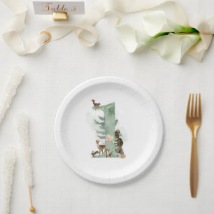 Assiettes En Carton Plaque à papier Woodland 1er anniversaire