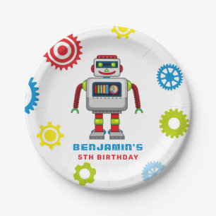 Assiettes En Carton Plaque Anniversaire de enfant robotique