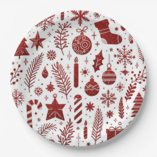 Assiettes En Carton Plaque blanche rouge de papier de Noël