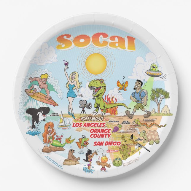 Assiettes En Carton Plaque ciel bleu SoCal (Devant)