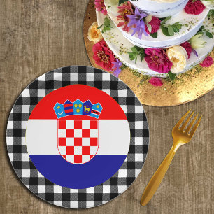 Assiettes En Carton Plaque Croatie, plaid de buffle & Drapeau croate