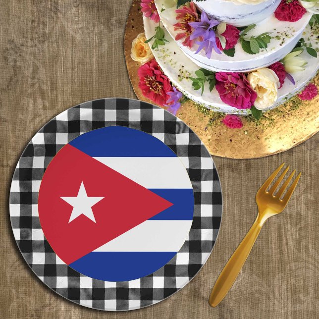 Assiettes En Carton Plaque Cuba, plaid de buffle & drapeau cubain (Créateur téléchargé)