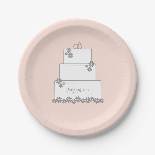 Assiettes En Carton Plaque d'accueil pour dessert Mariage rose (Devant)