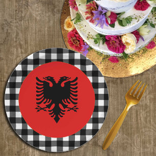 Assiettes En Carton Plaque d'Albanie, plaid de buffle et drapeau alban