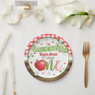 Assiettes En Carton Plaque d'anniversaire Apple - Pomme de notre oeil