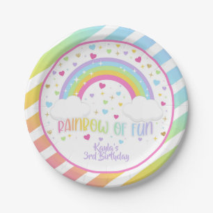 Assiettes En Carton Plaque d'anniversaire Arc-en-ciel - Pastel - Perso