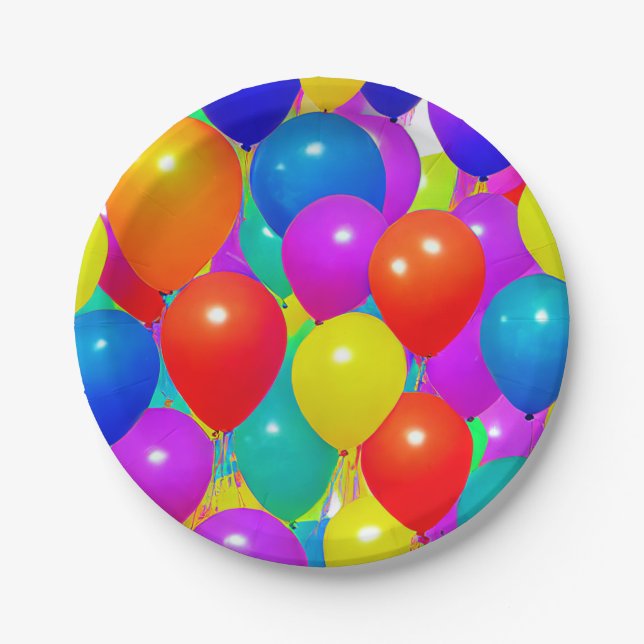 Assiettes En Carton Plaque d'anniversaire avec conception de ballons (Devant)