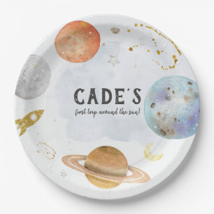 Assiettes En Carton Plaque d'anniversaire d'espace