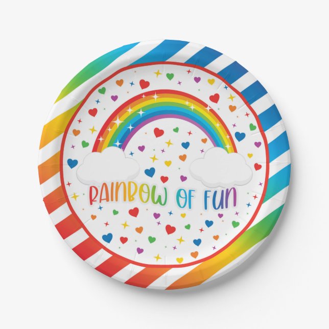 Assiettes En Carton Plaque d'anniversaire Rainbow (Devant)