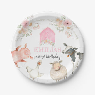 Assiettes En Carton Plaque d'anniversaire rose Barnyard