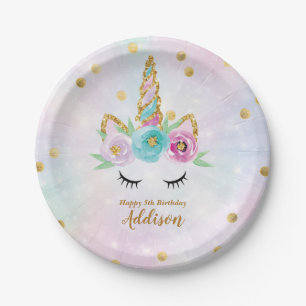Assiettes En Carton Plaque d'anniversaire Unicorne