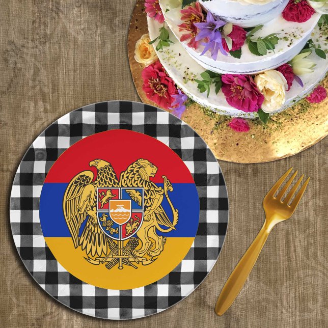 Assiettes En Carton Plaque d'Arménie, plaid de buffle & drapeau arméni (Créateur téléchargé)