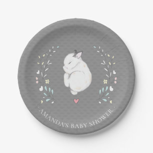 Assiettes En Carton Plaque de Baby shower de 7 po de lapin dormant