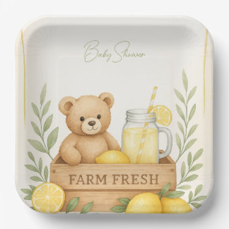 Assiettes En Carton Plaque de Baby shower de citron d'ours