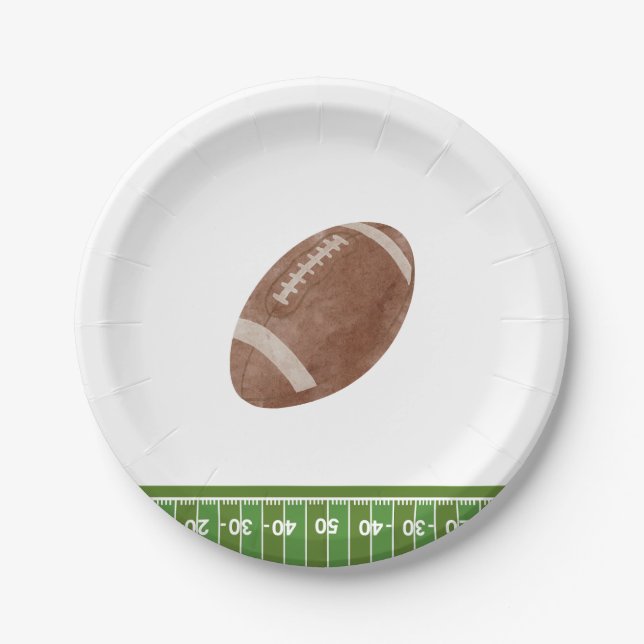 Assiettes En Carton Plaque de Baby shower de football Garçon (Devant)