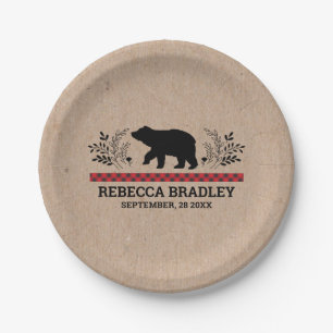 Assiettes En Carton Plaque de Baby shower d'ours Kraft Lumberjack