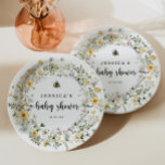 Assiettes En Carton Plaque de Baby shower Rustique Fleur sauvage abeil<br><div class="desc">Ces plaques en papier sont parfaites pour votre baby shower d'abeilles ! Modifiez facilement le nom et la date ! Consultez la collection complète de Fleurs sauvages d'abeilles pour plus d'articles correspondants !</div>