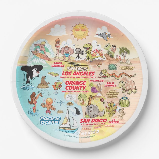 Assiettes En Carton Plaque de coucher de soleil SoCal (Devant)
