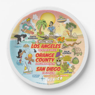 Assiettes En Carton Plaque de coucher de soleil SoCal