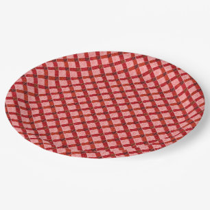 Assiettes En Carton Plaque de croix rose tartan avec léger relief rugu
