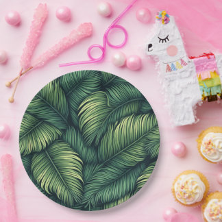 Assiettes En Carton Plaque de fête carré de feuille verte