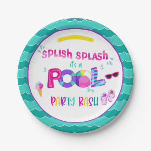 Assiettes En Carton Plaque de fête de la piscine - Fille WH
