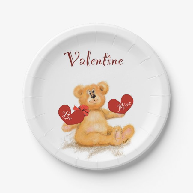 Assiettes En Carton Plaque de fête de l'ours Valentine Teddy (Devant)